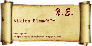Nikits Elemér névjegykártya